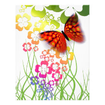 cool colourful butterfly and  clovers custom letterhead