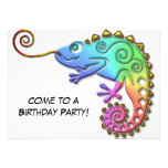 Cool Colourful Chameleon Birthday Party Custom Announcements