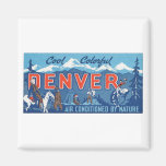 Cool Colourful Denver Travel Poster Fridge Magnet