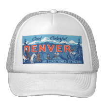 Cool Colourful Denver Travel Poster Mesh Hats