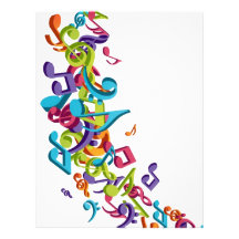 cool colourful music notes & sounds art image letterhead template