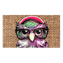 Cool  Colourful Tattoo Wise Owl With Funny Glasses Business Card