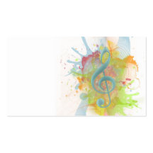 Cool colourful watercolour splatters music notes business card
