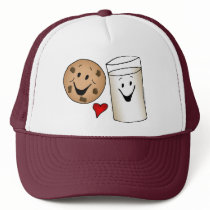 Cool Cookies and Milk Friends Cartoon Trucker Hat