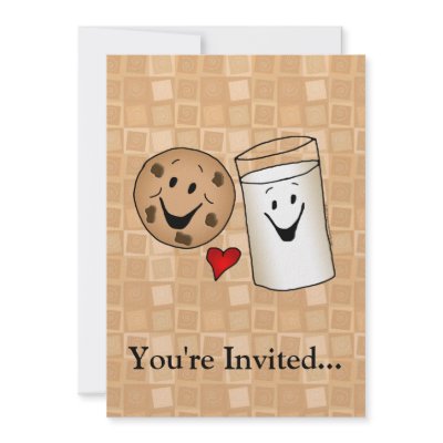 Cool Cookies and Milk Friends Cartoon Custom Invites by cutencomfy