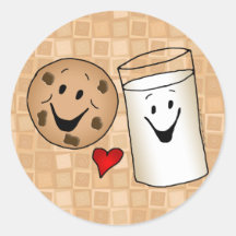 Cool Cookies and Milk Friends Cartoon Round Sticker
