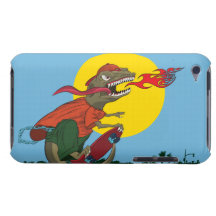 Cool Dinosaur Kid on Skateboard by Rich Patric iPod Case-Mate Case