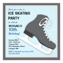 Cool Dudes Ice Skating Birthday Party Invitation