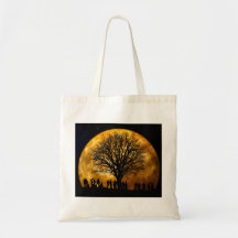 Cool Full Harvest Moon Tree Silhouette Gifts Bags