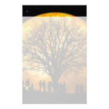Cool Full Harvest Moon Tree Silhouette Gifts Stationery Paper