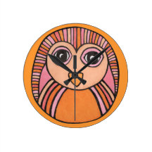 Cool Funky Hand Drawn Retro Owl Clock