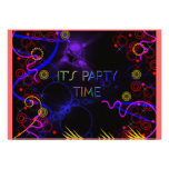 Cool Funky Neon Colours Party Invitation