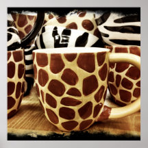 Cool Giraffe Pattern and Zebra Stripes Coffee Mugs Poster