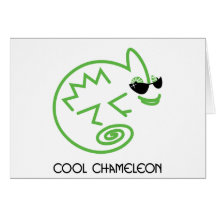 Cool Green Chameleon Greeting Cards