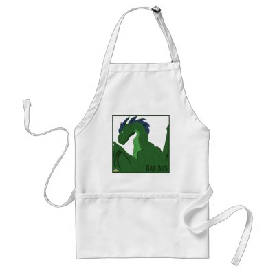 Cool Green Dragon Blue Hair Bad Ass Apron by animalacres
