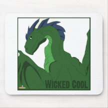 Cool Green Dragon Blue Hair Wicked Cool Mouse Pads