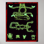 Cool Green Mayan Design Print