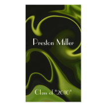 Cool Green Swirl Class of Senior Graduation Card Business Card