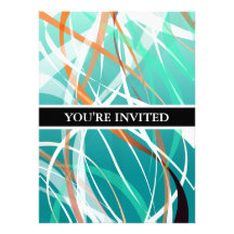 Cool Green Waves Background Custom Invitation