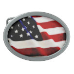 Cool Grunge Rippled USA American Flag Design Oval Belt Buckle