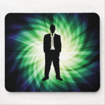 Cool Guy in Suit Silhouette Mouse Pad