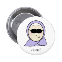 Cool Hijabi - islamic muslim girl with hijab print Pinback Buttons