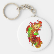 Cool Japanese Cute Koi Carp Fish Flame tattoo Keychains