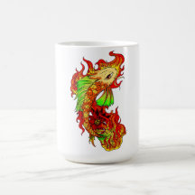 Cool Japanese Cute Koi Carp Fish Flame tattoo Mugs