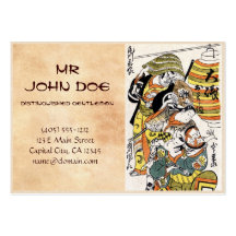 Cool japanese vintage ukiyo-e warrior kabuki actor business card template