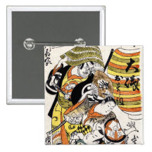 Cool japanese vintage ukiyo-e warrior kabuki actor buttons