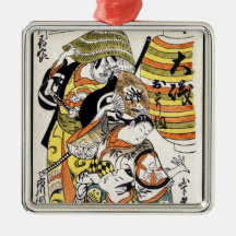 Cool japanese vintage ukiyo-e warrior kabuki actor christmas tree ornament