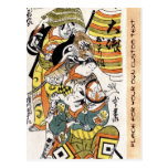 Cool japanese vintage ukiyo-e warrior kabuki actor postcards
