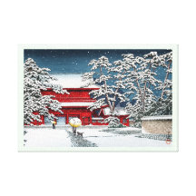 Cool japanese winter temple shrine kyoto scenery stretched canvas prints