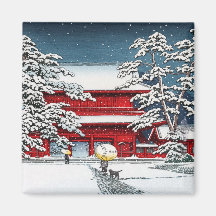 Cool japanese winter temple shrine kyoto scenery fridge magnets