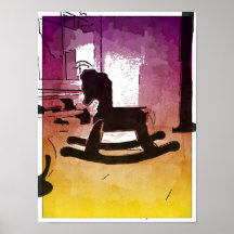 Cool Kids Wooden Rocking Horse Toy Pop Art Print