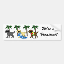 Cool Labradors Beach Party Cartoon Bumper Sticker