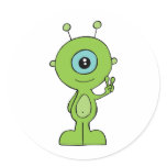 Cool Little Alien Round Sticker