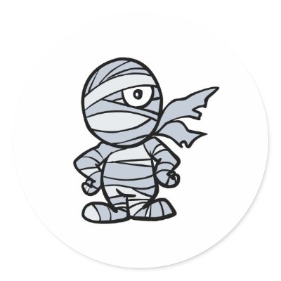 cool little mummy round stickers by halloweenie