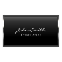 Cool Metal Border Sports Agent Business Card