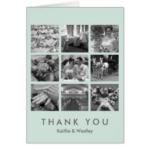 Cool mint grid collage 9 photos memories thank you cards