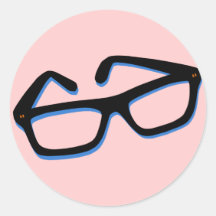 Cool Nerd Glasses in Black & White Round Sticker