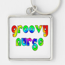 Cool Nurses Birthday Christmas Party Groovy Nurse Keychain