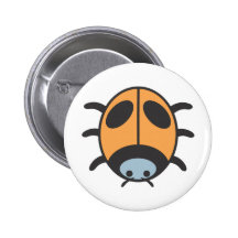 Cool Orange Lady Bug Cartoon Buttons