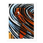 Cool oriental ancient legendary koi fish carp art postcard