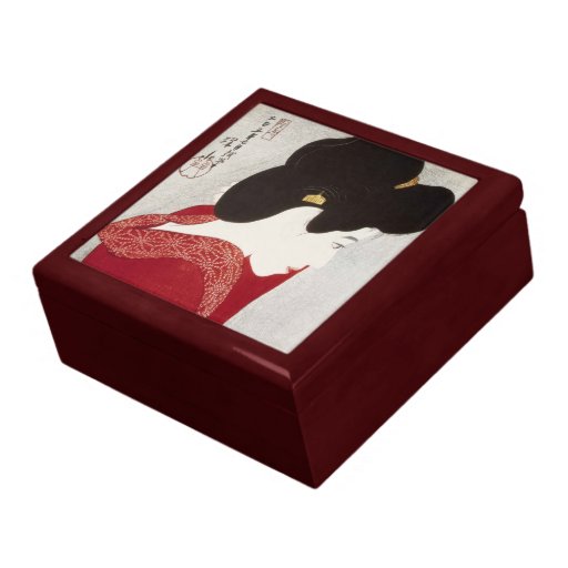 Cool oriental classic geisha lady woodprint art keepsake boxes