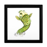 Cool Oriental Green Lucky Koi Fish Carp tattoo Jewelry Box