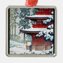 Cool oriental Hasui Kawase Winter scenery art Ornament