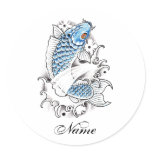 Cool Oriental Japanese Blue Koi Carp Fish tattoo Stickers