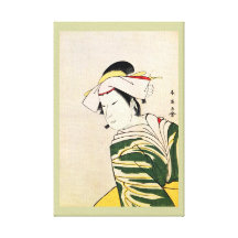 Cool oriental japanese classic geisha lady art stretched canvas print