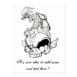 Cool Oriental Japanese Dead Koi Fish Carp Skull Post Card